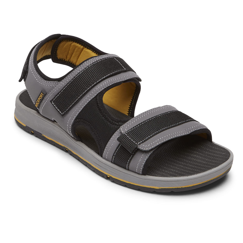 Rockport Singapore Mens Sandals - Lucky Bay Sport 3 Strap Grey - WM8123905